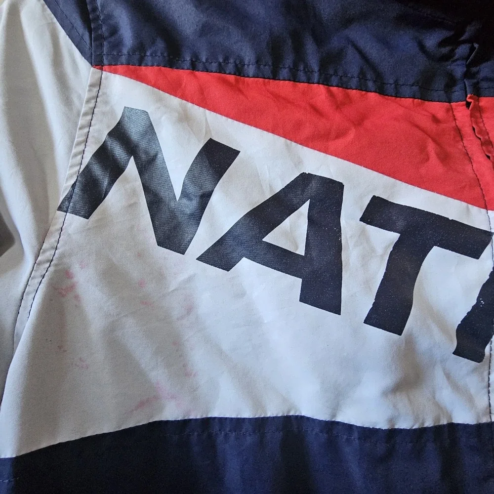 Parish Nation Windbreaker‎ Men's Size Large Blue Red White Full Zip Jacket